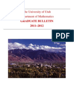 The University of Utah Department of Mathematics Graduate Bulletin 2011-2012