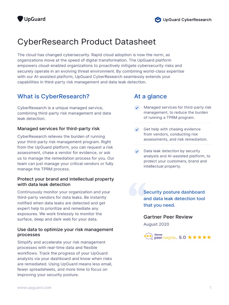 UpGuard CyberResearch: TPRM & Data Leak Detection | PDF | Computer ...
