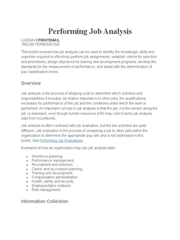 Performing Job Analysis | PDF