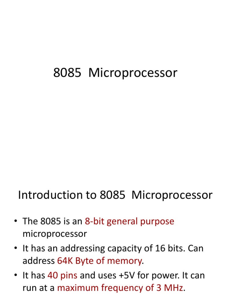 Introduction To 8085 Microprocessor | PDF | Central Processing Unit ...