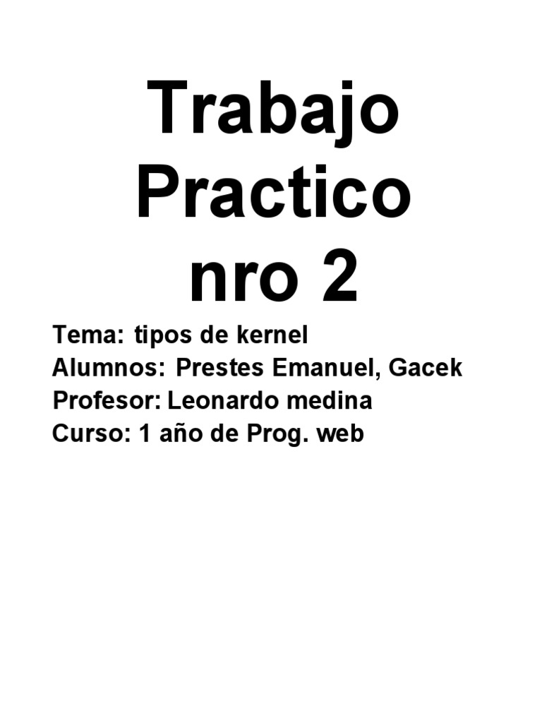 Tipos de kernel monol tico microkernel y h brido pdf kernel