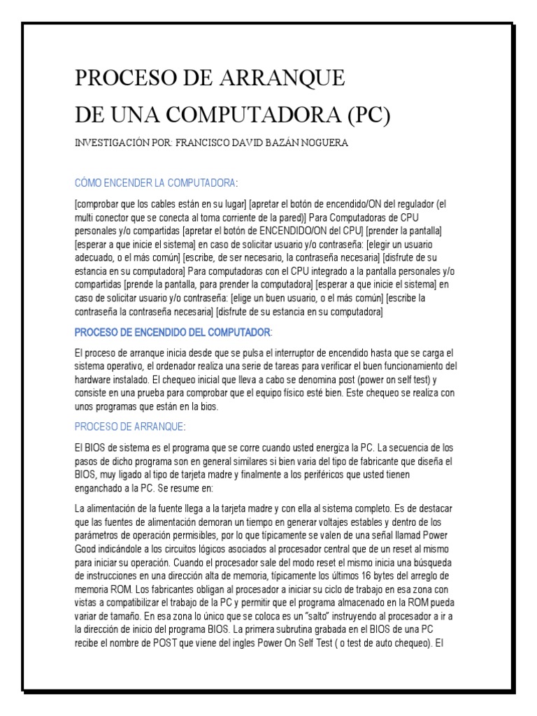 Proceso de Arranque de una PC | PDF | Bios | Hardware de la computadora