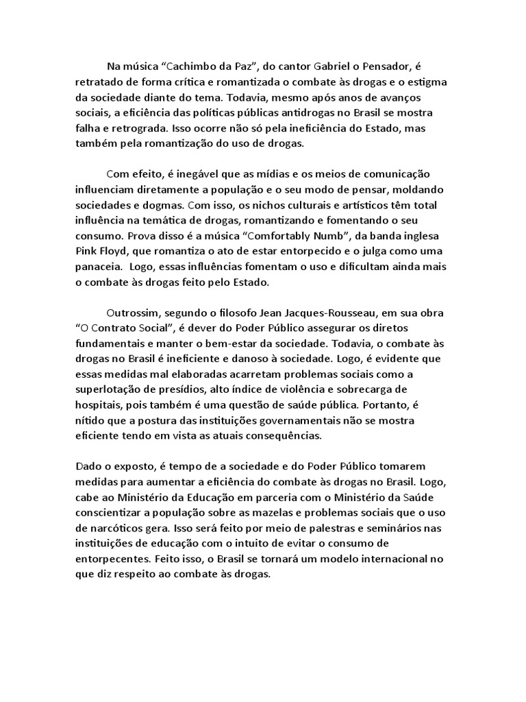 Combate Às Drogas Redação | PDF