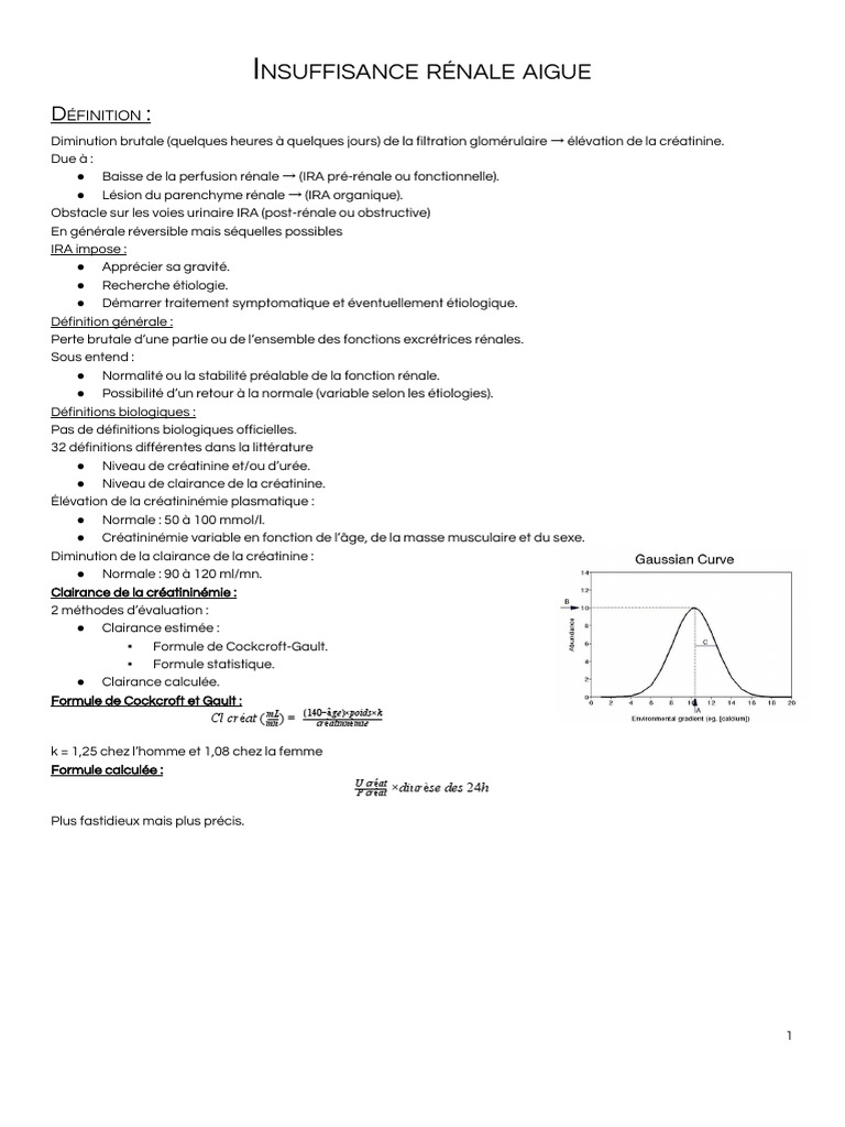 Insuffisance rénale aiguë : types et traitements | PDF | Créatinine ...