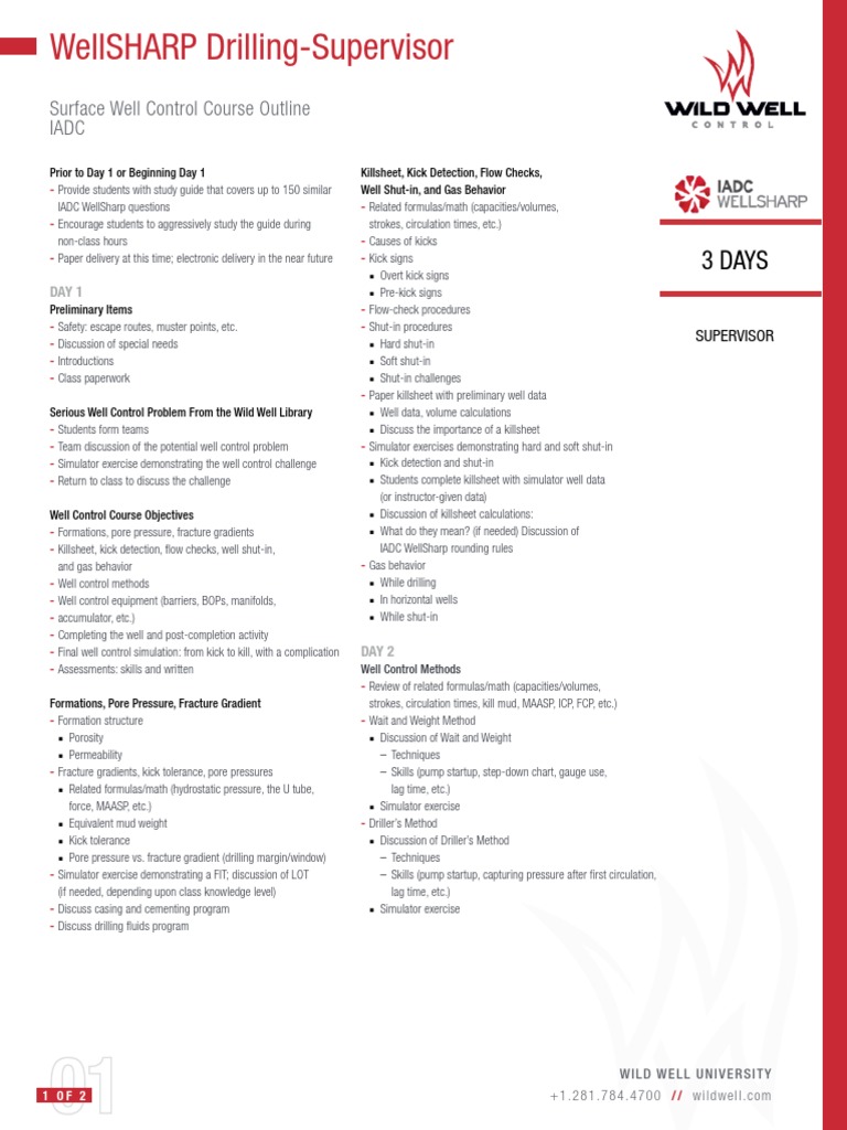IADC Course Outline DRLG SUPV.2016 | PDF