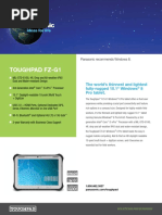 Panasonic Toughpad G1 Spec Sheet