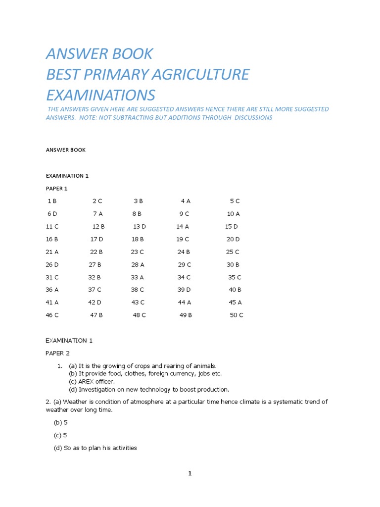 Grade 7 BEST AGRICULTURE Answers PDF Agriculture Soil