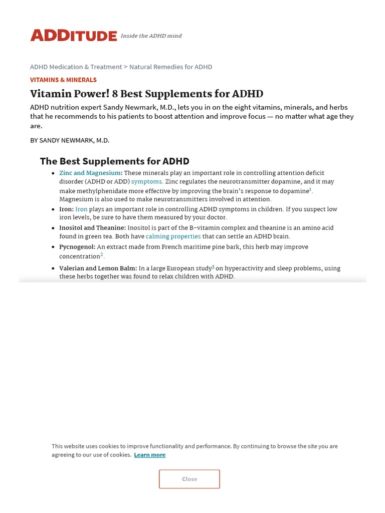 Best Supplements For ADHD Zinc, Magnesium, Iron, and More PDF