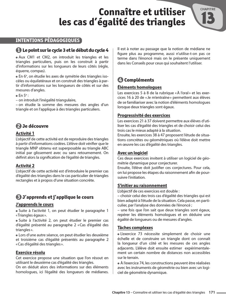Cas d'égalité des triangles en géométrie | PDF | Triangle | Polytope
