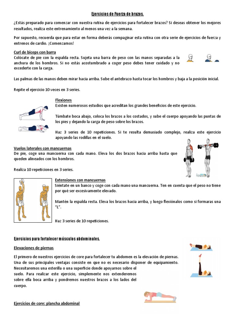 Ejercicios de Fuerza de Brazos | PDF | Asociación de Futbol | Equipos