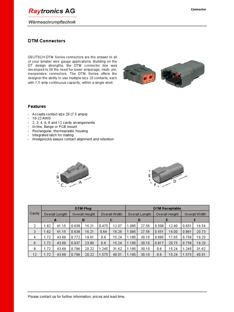 DTM Connector DEUTSCH PDF Electrical Connector Ac Power Plugs And