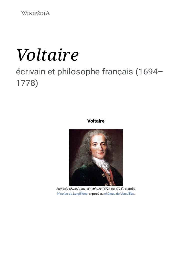 Biographie concise de Voltaire | PDF | Voltaire
