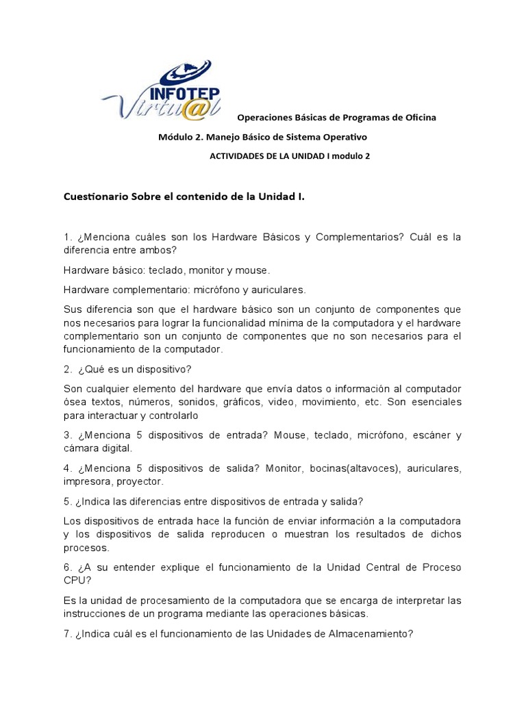 Actividades De La Unidad 1 Modulo 2 Completa Pdf