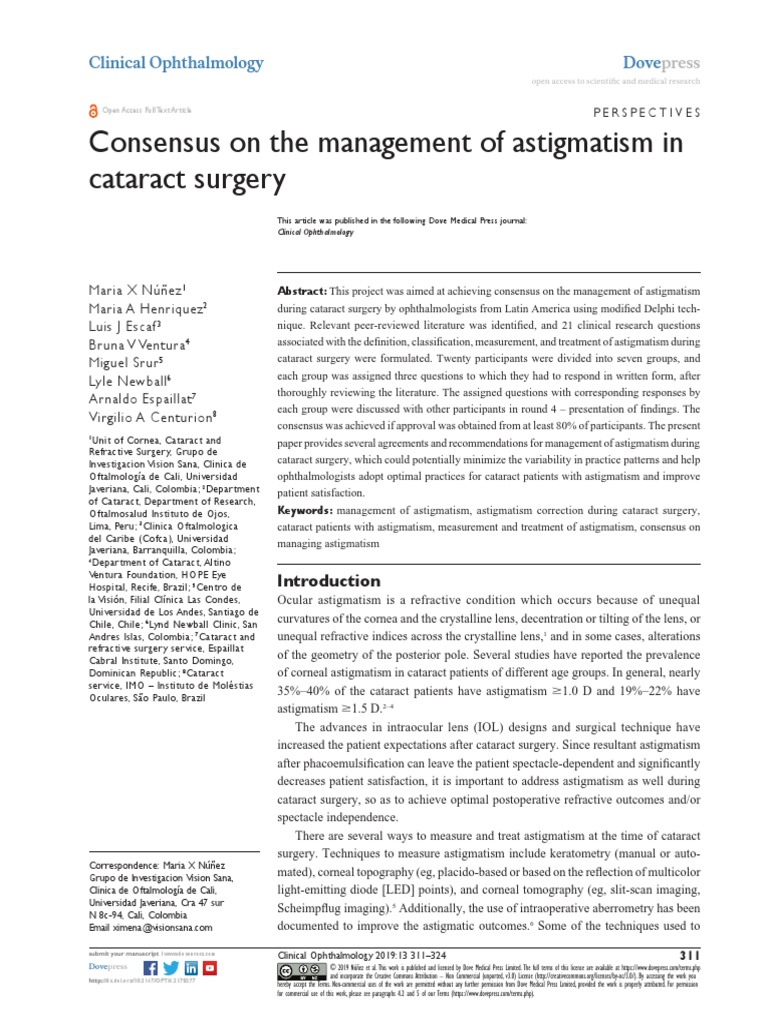 Consensus On The Management of Astigmatism in Cataract Surgery | PDF ...