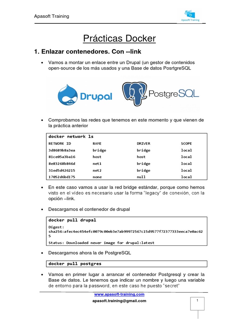 14 - Prácticas-Enlazar Contenedores-Link-Drupal y Postgresql | PDF ...
