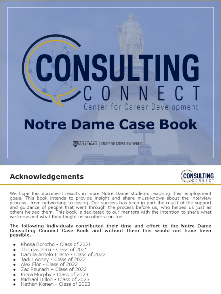 Notre Dame Consulting Case Book PDF Hypothesis Mergers And