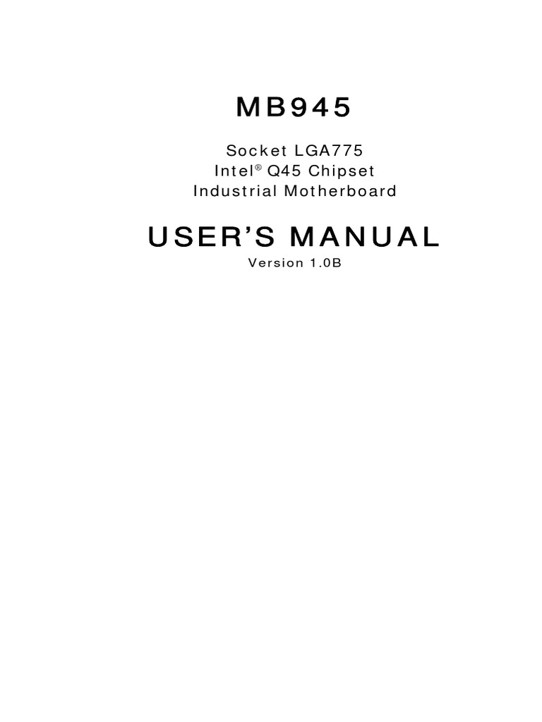 MB945 - User Manual - V1.0B | PDF | Bios | Ibm Pc Compatibles