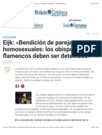 Eijk: Bendición de Parejas Homosexuales: Los Obispos Flamencos Deben Ser Detenidos - Brujula Cotidiana