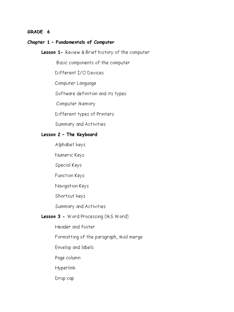 Grade 6 Computer Fundamentals Guide | PDF | Microsoft Excel | World ...