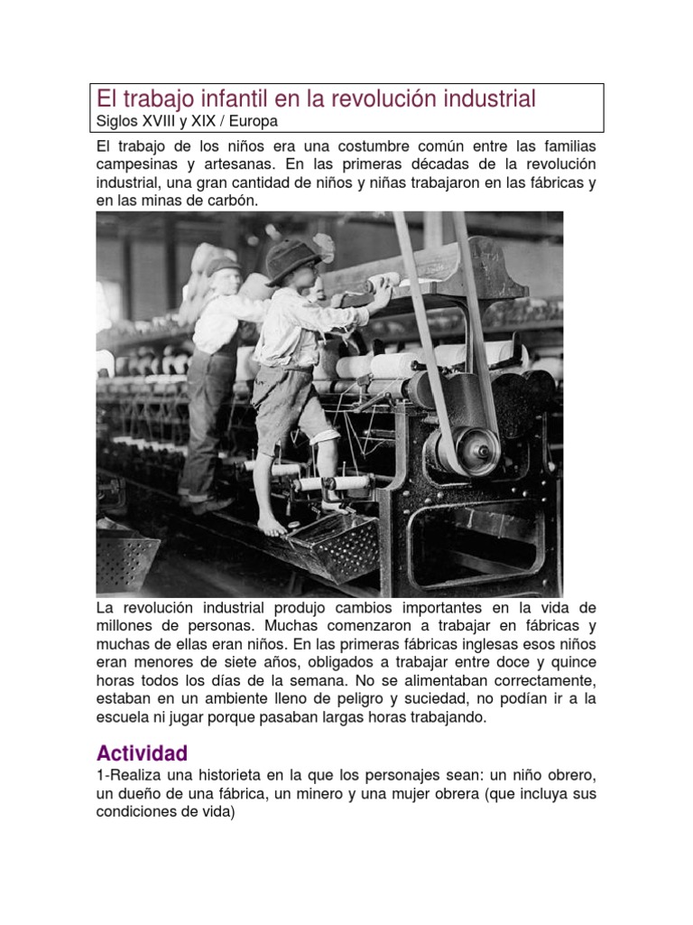 Trabajo infantil en la revolución industrial | PDF | Trabajo infantil ...