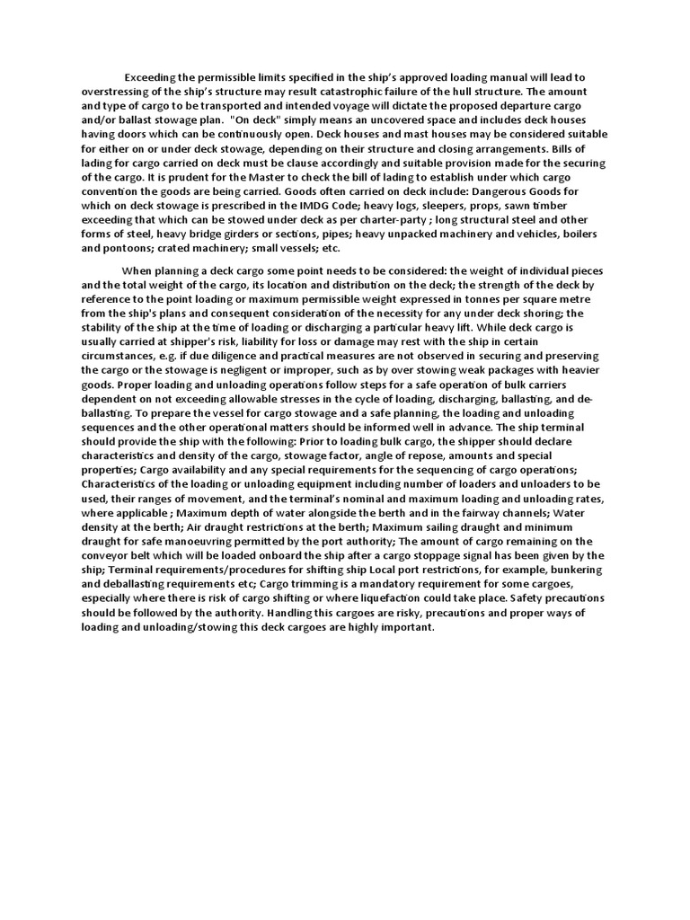Deck Cargo PDF Cargo Ships