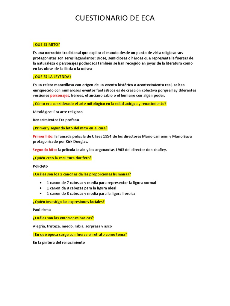 Cuestionario de Eca | PDF