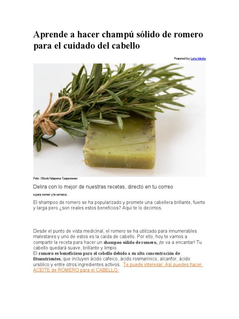 Aprende A Hacer Champú Sólido de Romero para El Cuidado Del Cabello