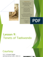Lesson 9 - Tenets in Taekwondo