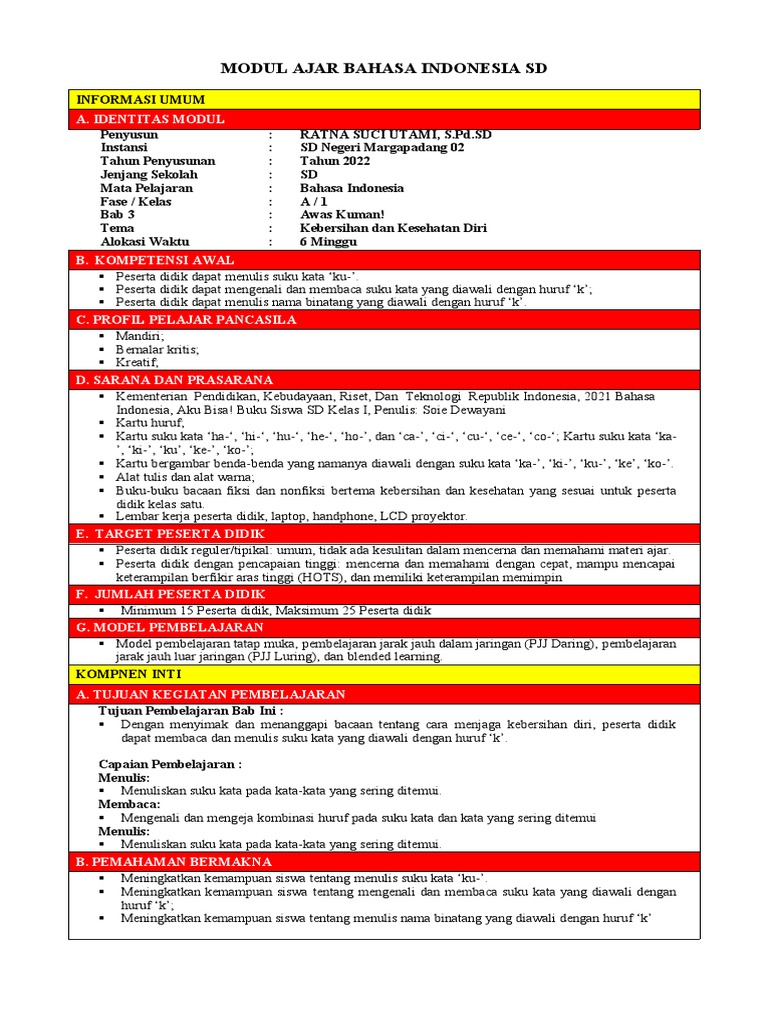 Modul Ajar Bahasa Indonesia BAB 3 | PDF | Karier & Perkembangan ...