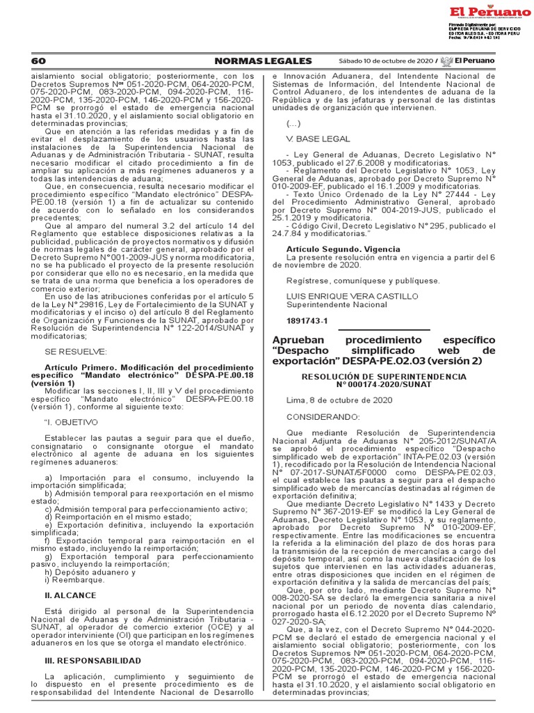 Despacho Simplificado Web De Exportacion Pdf Aduana Informática