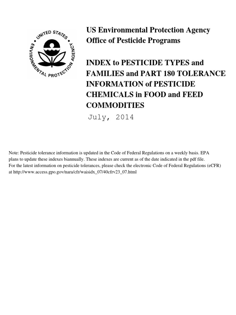 Pesticide Types and Tolerance Index | PDF | Pesticide | Functional Group
