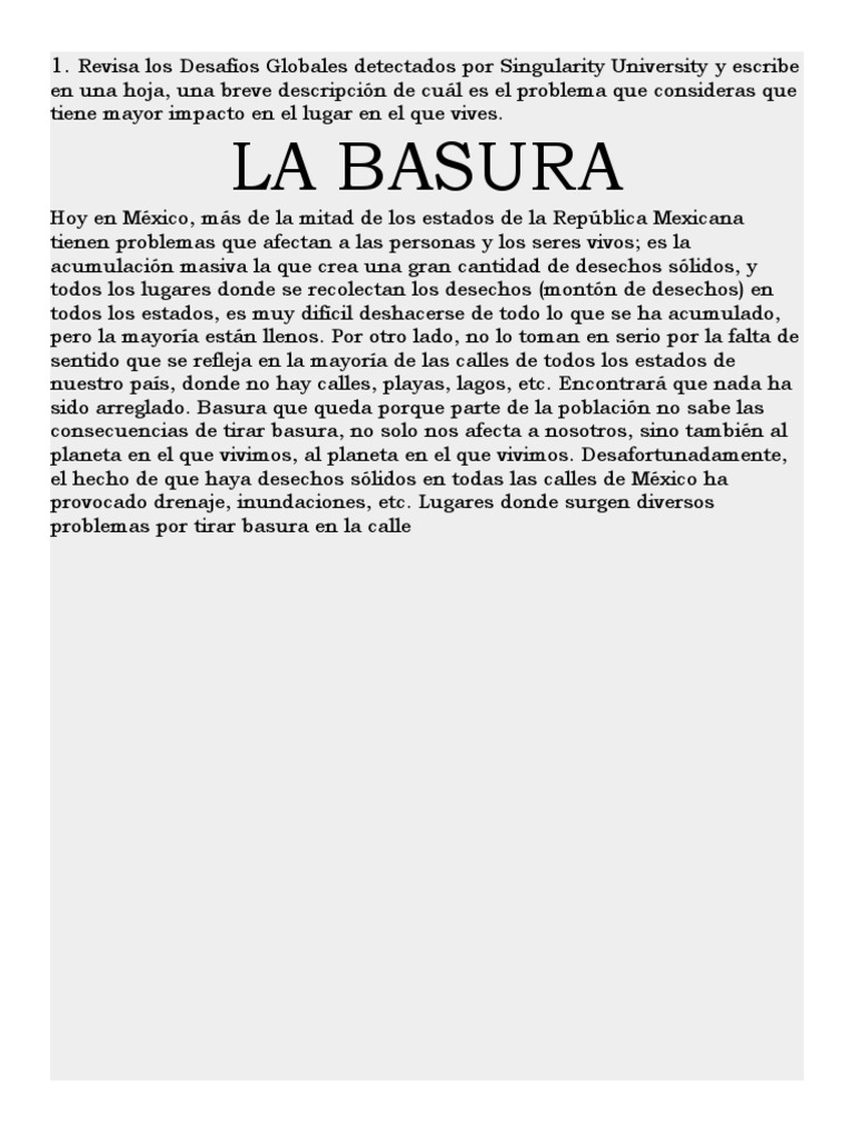 Problemas de basura en México | PDF | Residuos | Reciclaje
