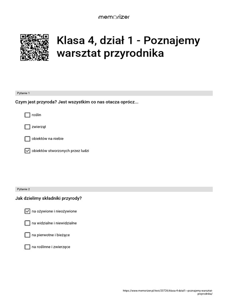 Poznajemy Warsztat Przyrodnika Sprawdzian Klasa 4 Pdf