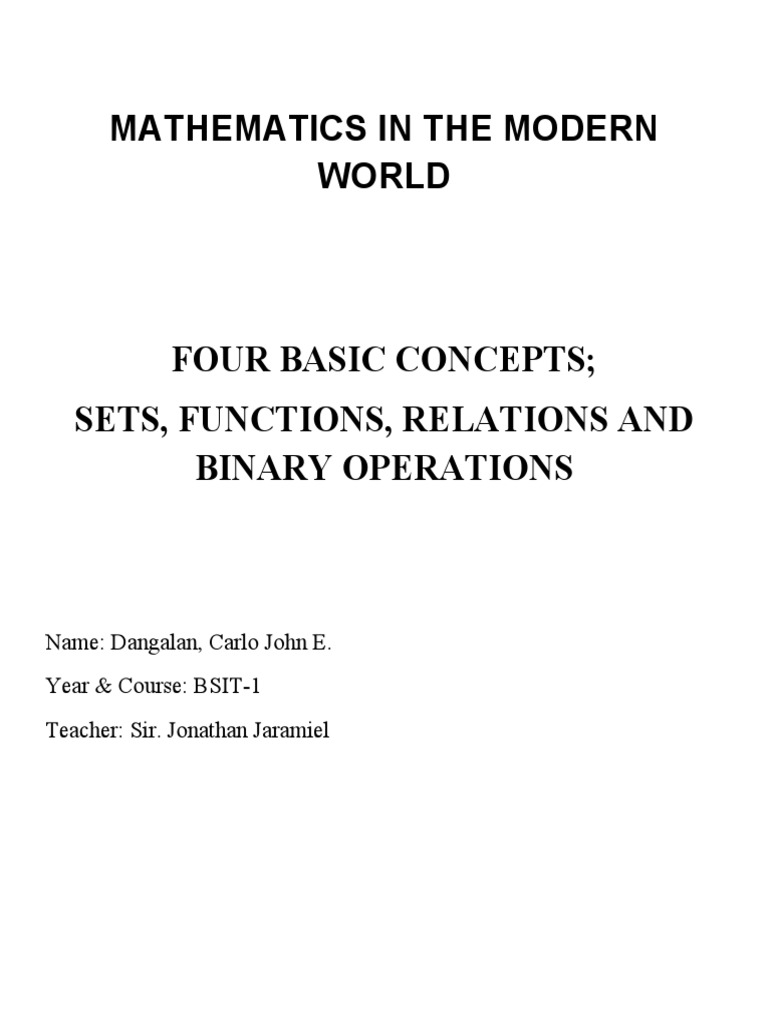 Four Basic Concepts of Sets in Math | PDF | Set (Mathematics) | Mathematics