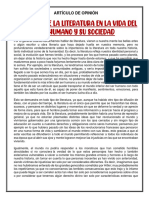 Artículo de Opinión Importancia de La Literatura