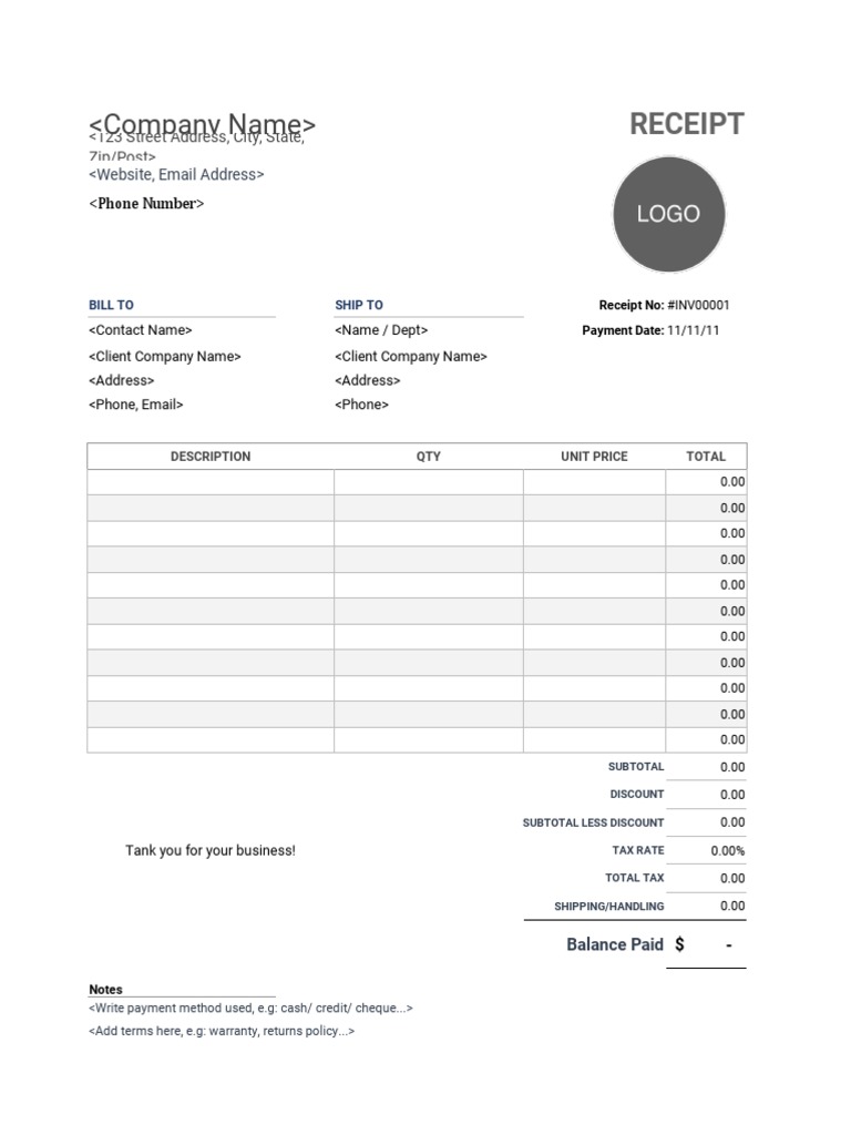 Free Printable Receipt Template PDF | PDF | Receipt | Government