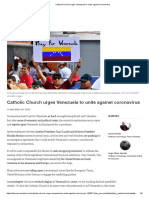 Catholic Church Urges Venezuela To Unite Against Coronavirus