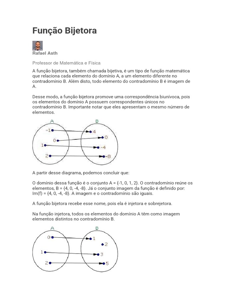 Função Bijetora | PDF | Função (Matemática) | Domínio de denominação de ...