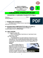 Araling Panlipunan: Kwarter 2-Gawaing Pagkatuto BLG 8