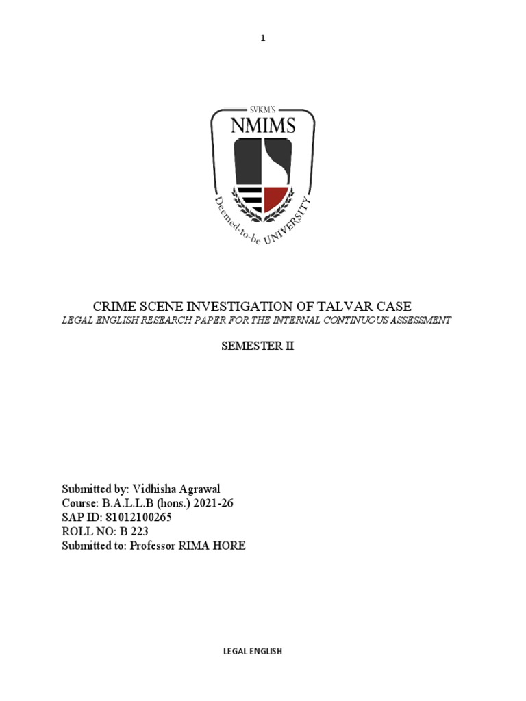 Talvar Case: Evidence Analysis Study | PDF | Common Law | Justice