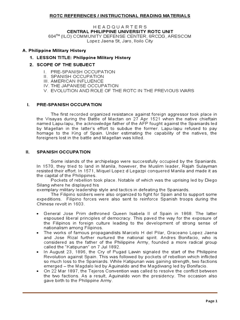 Philippine Military History Overview | PDF | Travel | History