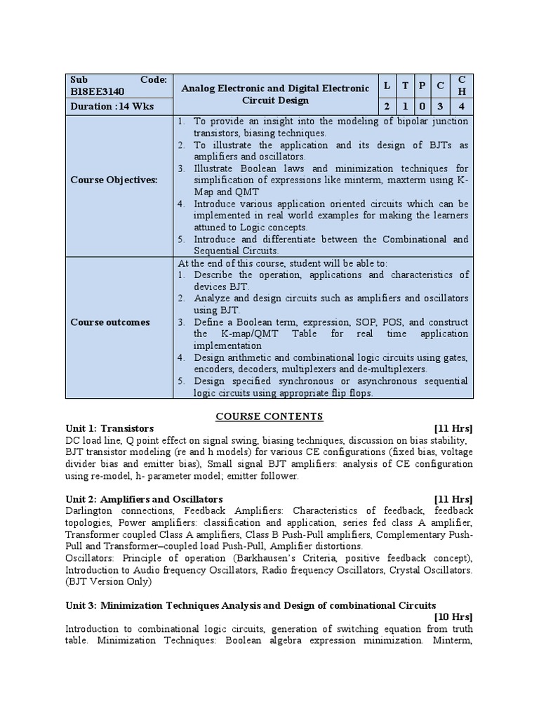 Aec Unit 1 Notes Pdf Bipolar Junction Transistor Amplifier