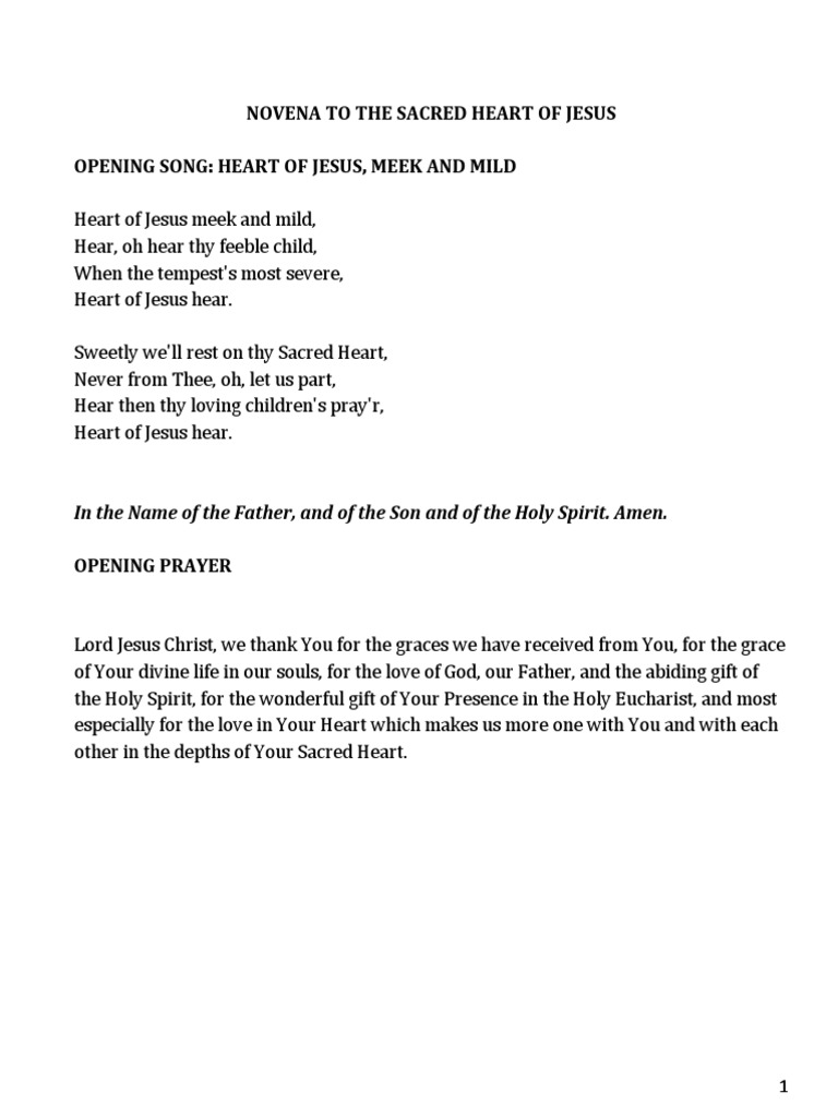 Novena To The Sacred Heart of Jesus | PDF | God The Father | Mary ...