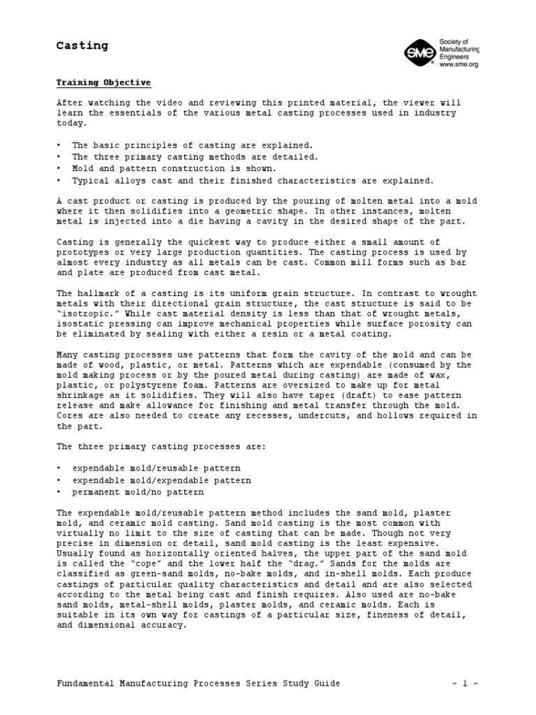 Casting Question PDF Casting (Metalworking) Casting