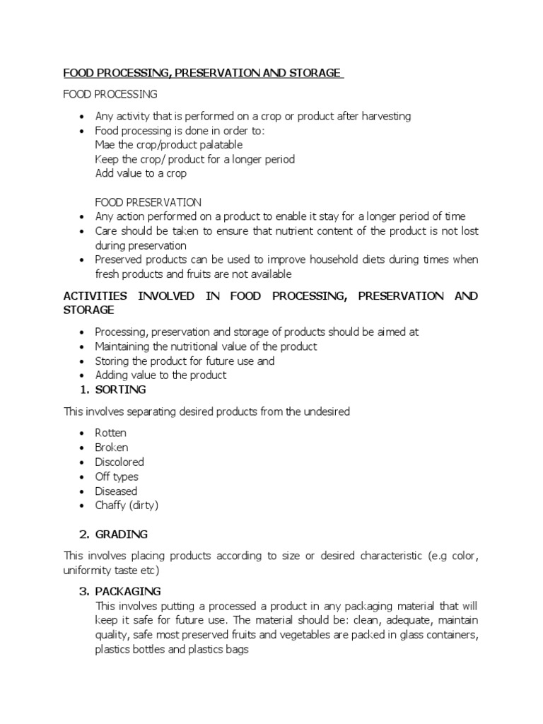 FOOD PROCESSING PDF Food Preservation Foods