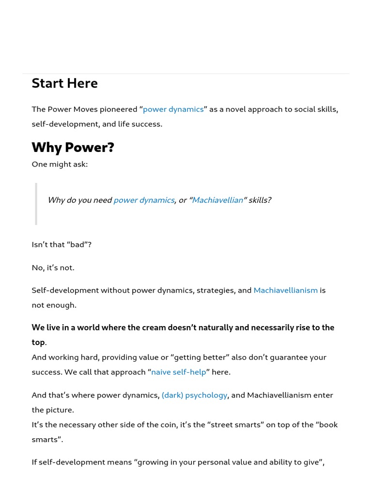 The Power Moves - Start Here Power Dynamics | PDF | Virtue | Empowerment