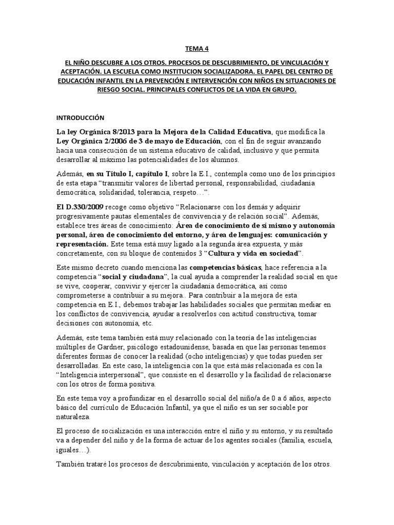 Desarrollo social infantil y escuela | PDF | Teoría de apego ...