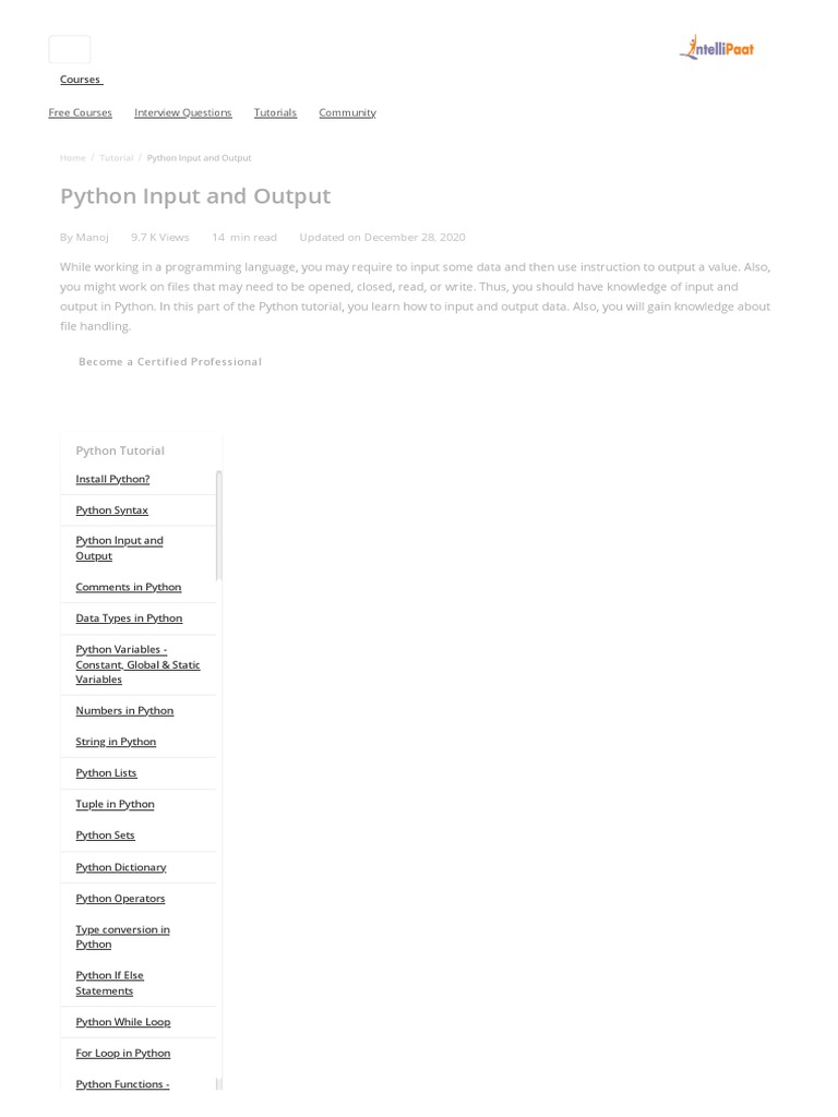 9.python Input and Output | PDF