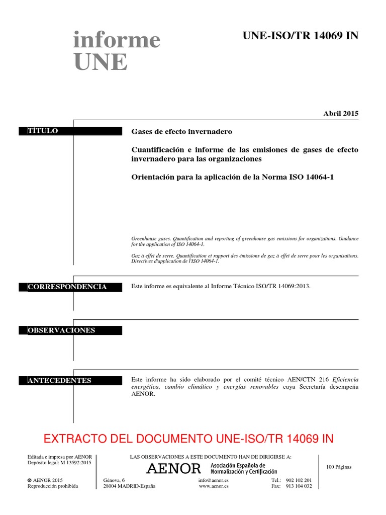 Une Iso-Tr 14069 in | PDF | Gases de efecto invernadero | Ciencias de ...