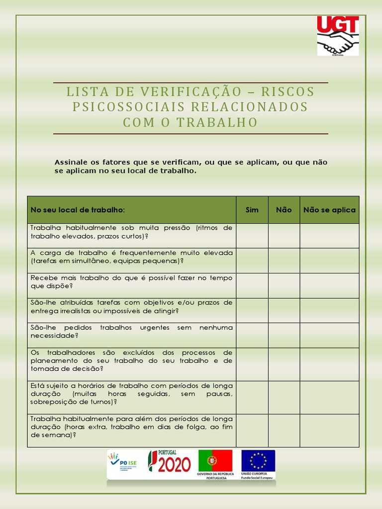 Checklist de Riscos Psicossociais no Trabalho | PDF | Agressão